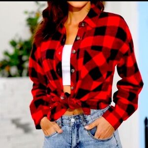 NWT Arizona Jean Co. Buffalo Plaid Red Co. Red Shirt - Size S